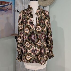 NWT Suzy D Geometric Patterned Blouse